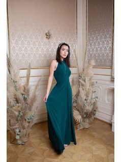  Csepp alakban kivágott maxi ruha – sötétzöld