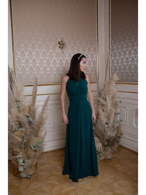  Csepp alakban kivágott maxi ruha – sötétzöld