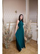 Csepp alakban kivágott maxi ruha – sötétzöld