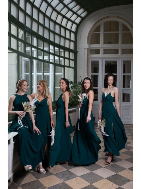 One-size muszlin maxi ruha – sötétzöld