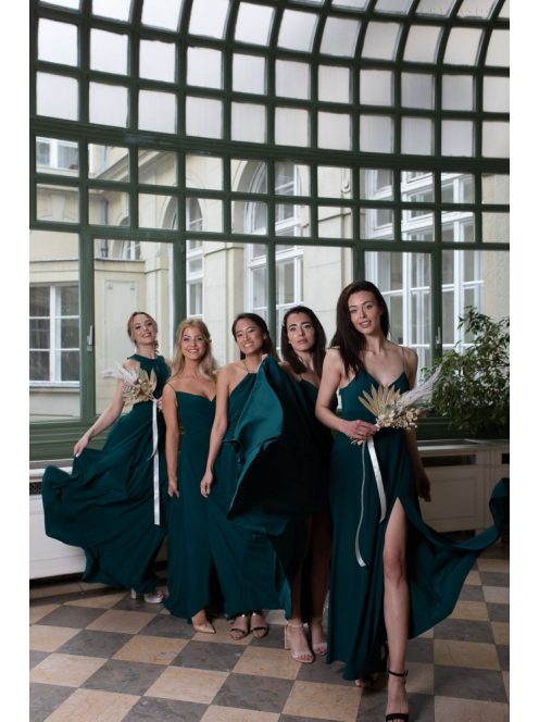 One-size muszlin maxi ruha – sötétzöld