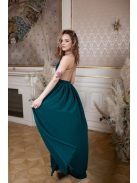 Hátnélküli muszlin maxi ruha – sötétzöld