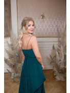 Átlapolt maxi ruha spagetti pánttal, sötétzöld színben. 