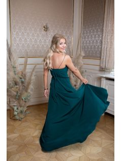 Átlapolt maxi ruha – sötétzöld 