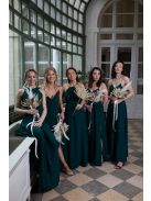 Átlapolt maxi ruha – sötétzöld 