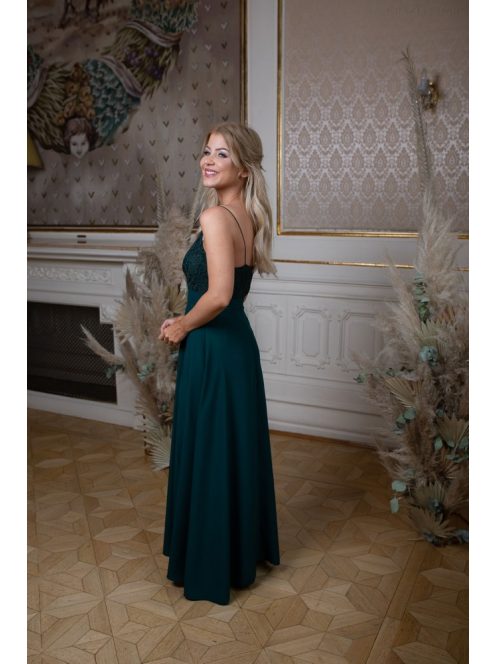  Abigél csipke maxi ruha – sötétzöld