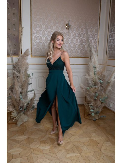  Abigél csipke maxi ruha – sötétzöld