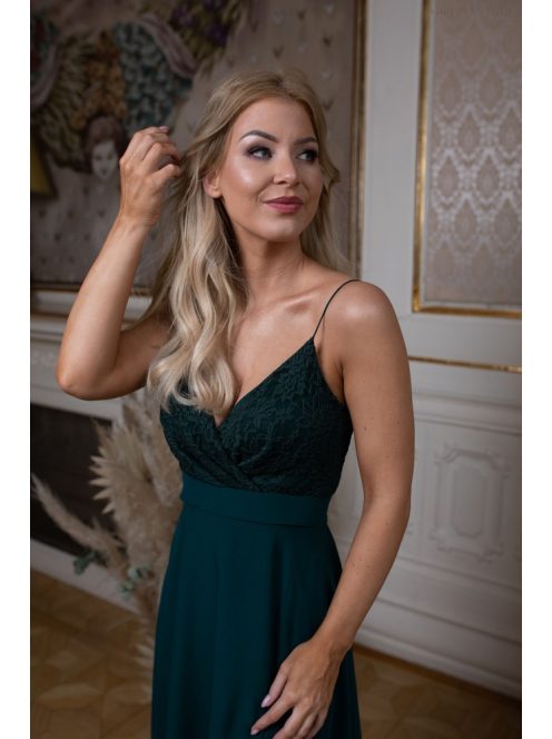 Abigél csipke maxi ruha – sötétzöld