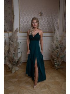 Abigél csipke maxi ruha – sötétzöld