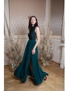 Maxi ruha csipke felsőrésszel – sötétzöld