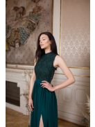 Maxi ruha csipke felsőrésszel – sötétzöld