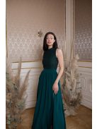 Maxi ruha csipke felsőrésszel – sötétzöld