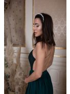 Hátnélküli muszlin ruha csipke felsővel – sötétzöld