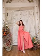 V-kivágású maxi ruha – korall