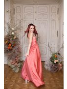 V-kivágású maxi ruha – korall