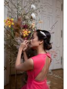 Hátnélküli, rakott szoknyás mini ruha – korall