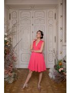 Hátnélküli, rakott szoknyás mini ruha – korall 