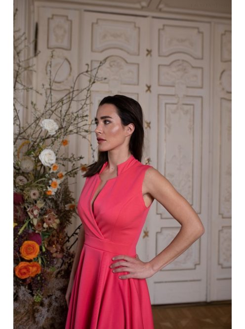  Mini ruha különleges dekoltázzsal – korall