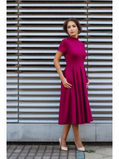 Egyszerűen nagyszerű, elegáns midi ruha, sötét rózsaszínben.