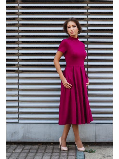 Egyszerűen nagyszerű, elegáns midi ruha, sötét rózsaszínben.