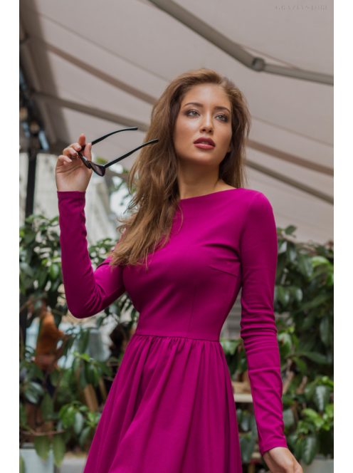 Csónaknyakú ruha - magenta
