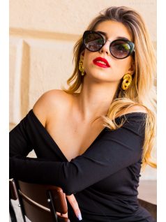 Vállra húzható mini ruha - Fekete