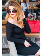 Vállra húzható mini ruha - Fekete