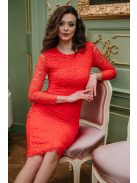 Szexisen elegáns, szűkszabású csipke ruha piros színben.