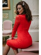 Szexisen elegáns, szűkszabású csipke ruha piros színben.