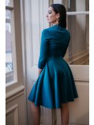 Hosszú ujjú midi ruha minden alkalomra, sötétzöld színben. 