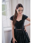 Rebeka - fekete bőrhatású crop-top
