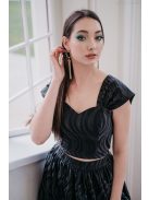 Rebeka - fekete bőrhatású crop-top