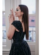 Rebeka - fekete bőrhatású crop-top