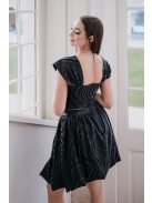 Rebeka - húzott, bőrhatású mini szoknya fekete színben