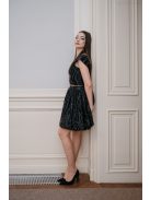 Rebeka - húzott, bőrhatású mini szoknya fekete színben