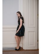 Rebeka - húzott, bőrhatású mini szoknya fekete színben