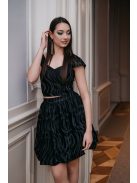 Rebeka - húzott, bőrhatású mini szoknya fekete színben
