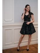 Rebeka - húzott, bőrhatású mini szoknya fekete színben