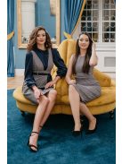 Sassy - Kék-szürke mintás kötény ruha 