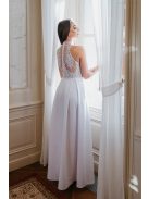 Hackly – Ujjatlan, csipke hátú, fehér maxi ruha