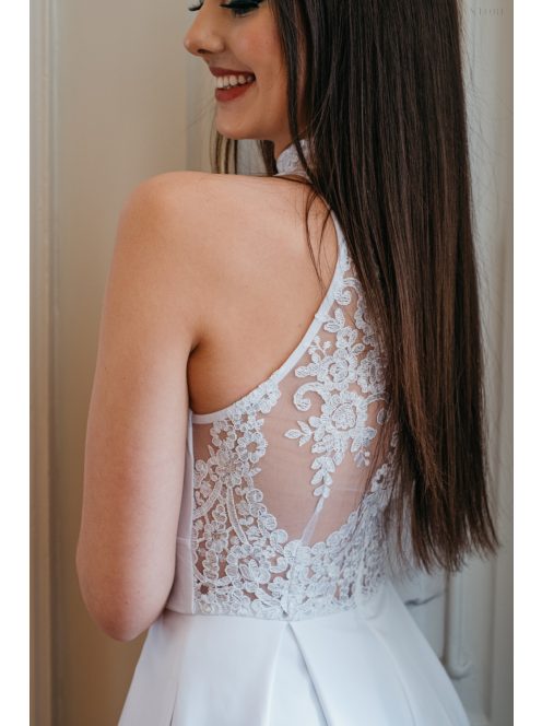 Hackly – Ujjatlan, csipke hátú, fehér maxi ruha