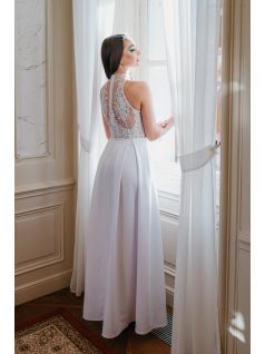 Hackly – Ujjatlan, csipke hátú, fehér maxi ruha