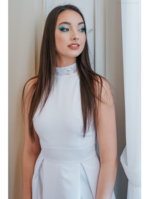 Hackly – Ujjatlan, csipke hátú, fehér maxi ruha