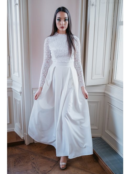 Spruce – fehér maxi ruha hátnélküli csipke felsővel 