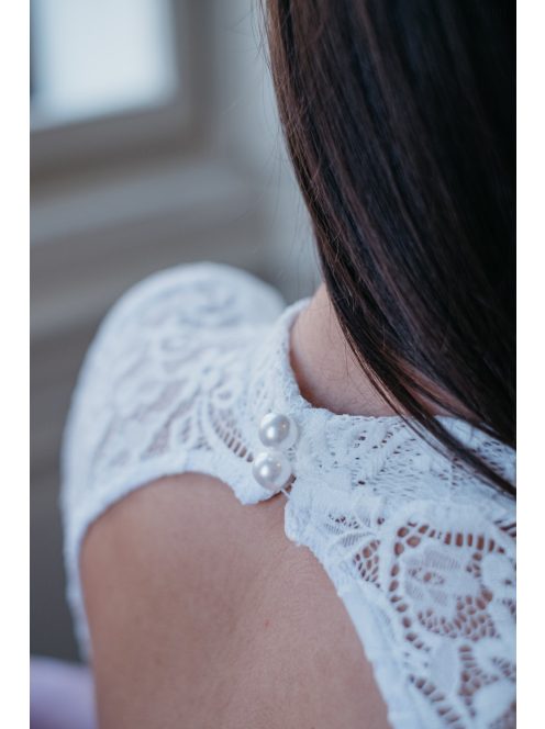 Spruce – fehér maxi ruha hátnélküli csipke felsővel 