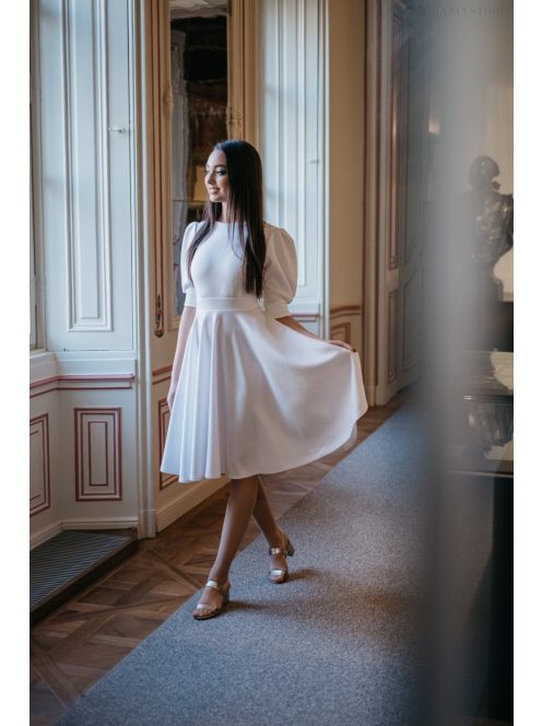 Andrea – fehér puffos ujjú mini ruha