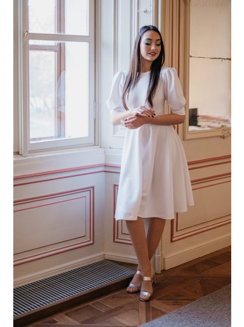 Andrea – fehér puffos ujjú mini ruha