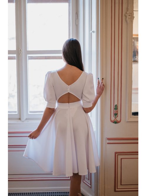 Andrea– fehér puffos ujjú mini ruha