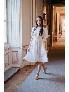Andrea – fehér puffos ujjú mini ruha