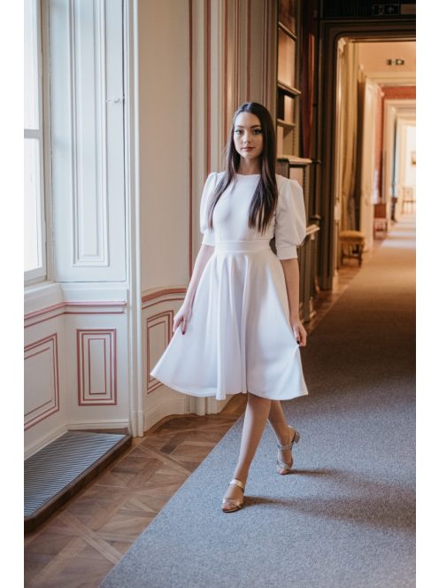 Andrea-fehér puffos ujjú mini ruha